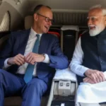 PM Narendra Modi and German Chancellor Friedrich Merz during informal moments in Ahmedabad, reflecting the growing India-Germany strategic partnership.
