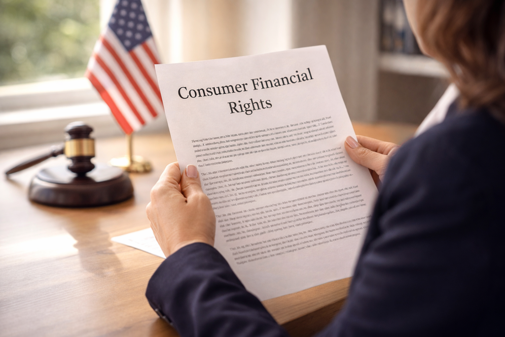 Consumer rights document for bank account freeze in the United States