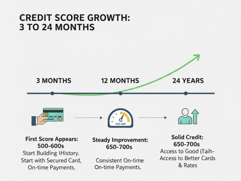 how long does it take to build credit score in the USA
