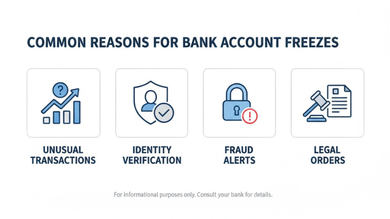 reasons bank account frozen usa