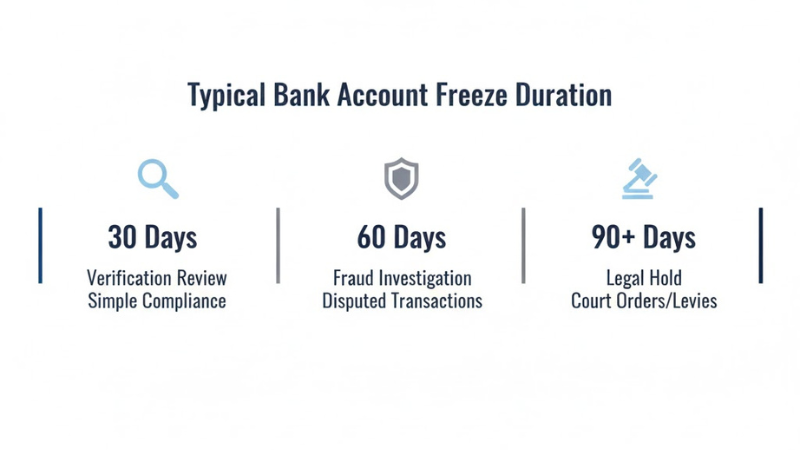 how long bank account freeze lasts usa