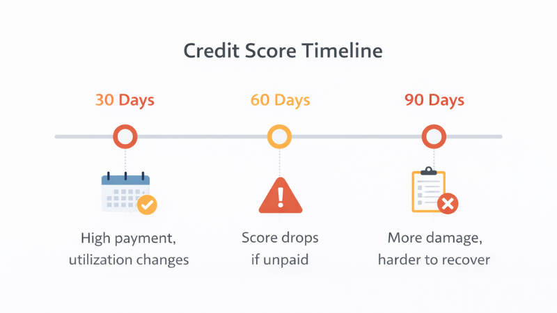 credit score change timeline 30 60 90 days
