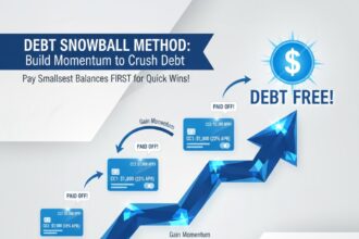 "Infographic explaining the Debt Snowball Method showing the steps to pay off credit card debt starting with the smallest balance."