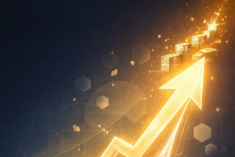 "Glowing upward arrow growing exponentially from $1,000 to wealth, representing S&P 500 investment journey over decades"