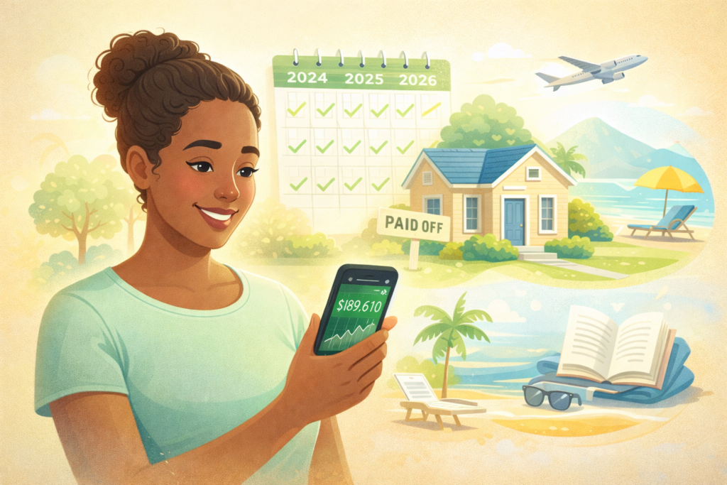 "Illustration of successful investor relaxing while automated investments grow in background"