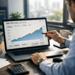 S&P 500 investing concept with portfolio growth chart