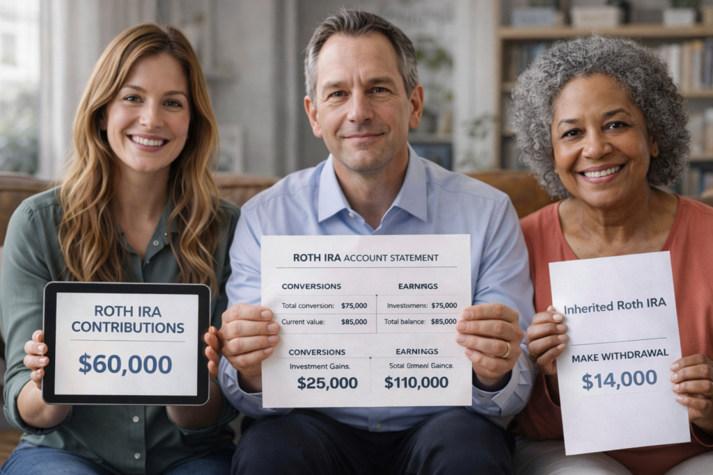 People of different ages reviewing their specific Roth IRA withdrawal scenarios