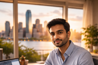 Indian H1B visa holder reviewing Roth IRA retirement investment options on laptop at home desk