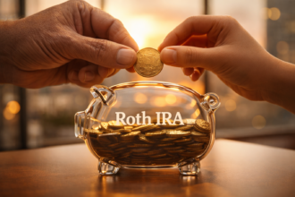 A clear upward trajectory graph showing long-term tax-free Roth IRA growth over 30 years, with key milestone markers at different income contribution strategies
