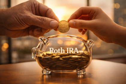 A clear upward trajectory graph showing long-term tax-free Roth IRA growth over 30 years, with key milestone markers at different income contribution strategies