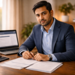 H-1B visa holder reviewing 2026 USCIS rule changes on laptop with immigration documents on desk