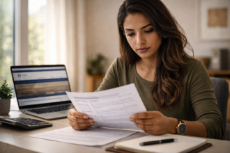 H-1B visa applicant reviewing eligibility requirements and USCIS documents at desk in 2026