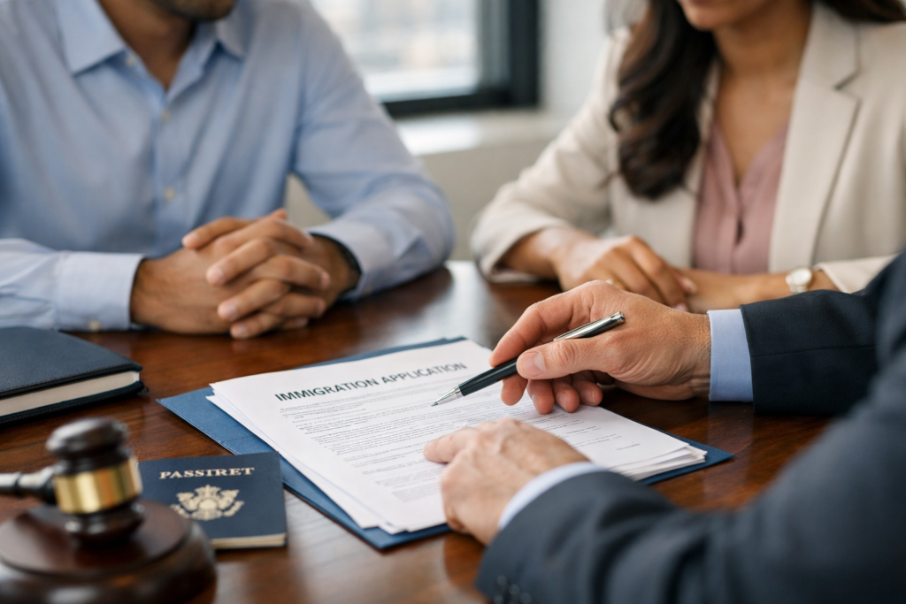 H-1B visa holders consulting immigration attorney during 60-day grace period after layoff