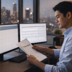 H-1B visa holder reviewing extension documents at office desk in 2026